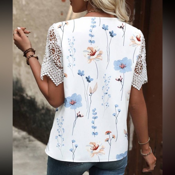 Boho floral lace sleeve blouse - Picture 6 of 8